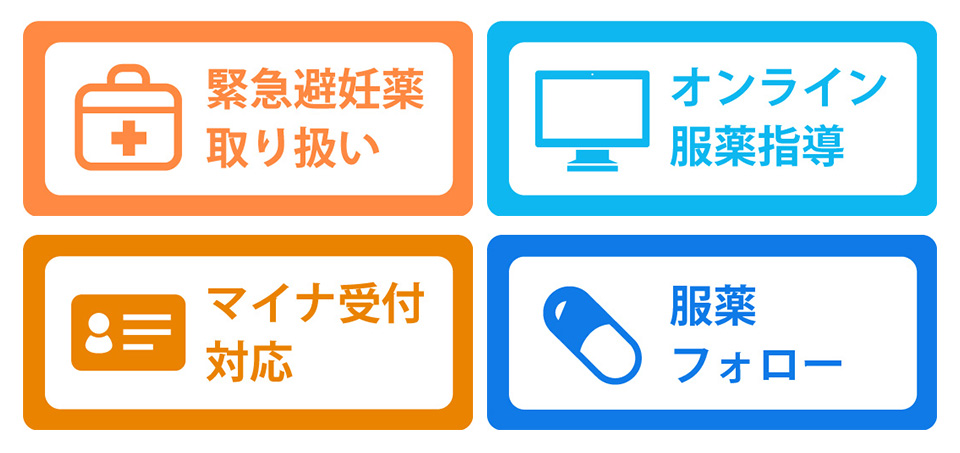 緊急避妊薬取り扱い,オンライン服薬指導,マイナ受付対応,服薬フォロー
